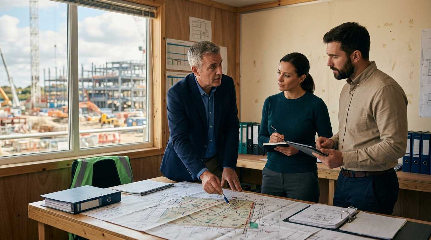 People discussing construction planning controls