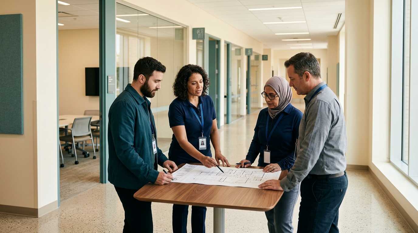 Facilities team reviewing service controls
