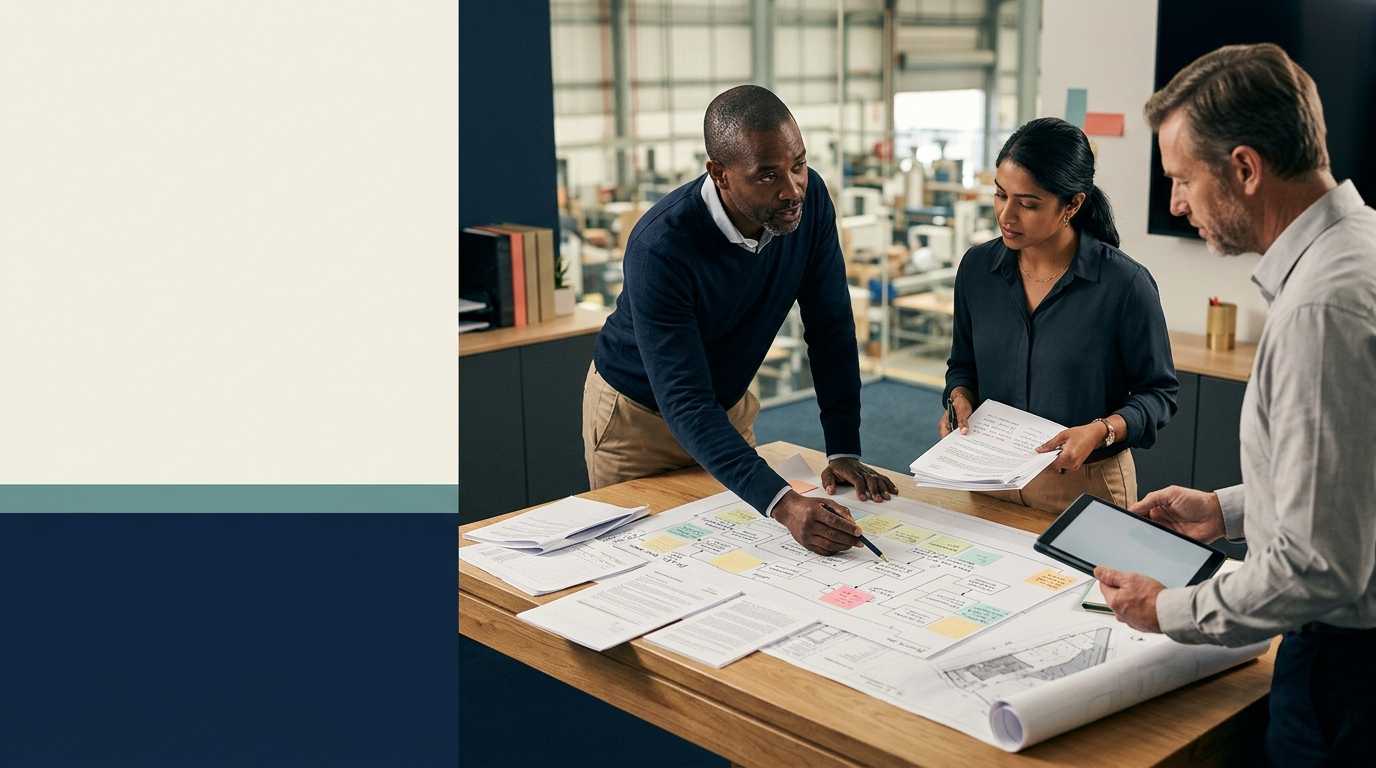 People reviewing a practical process map