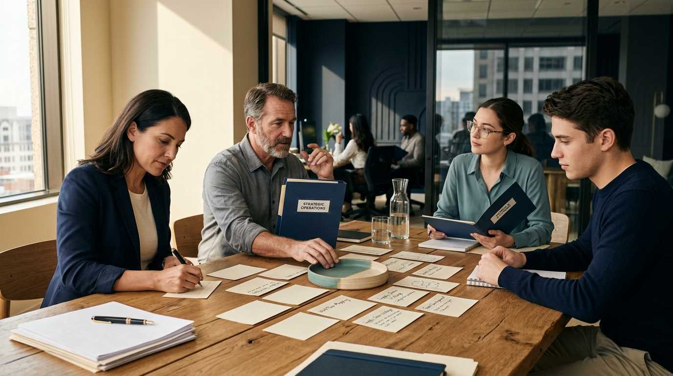 Cross-functional team planning sustainability evidence