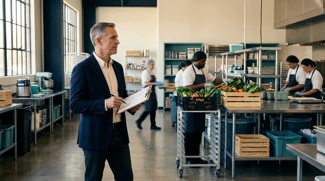 Adviser observing food preparation controls
