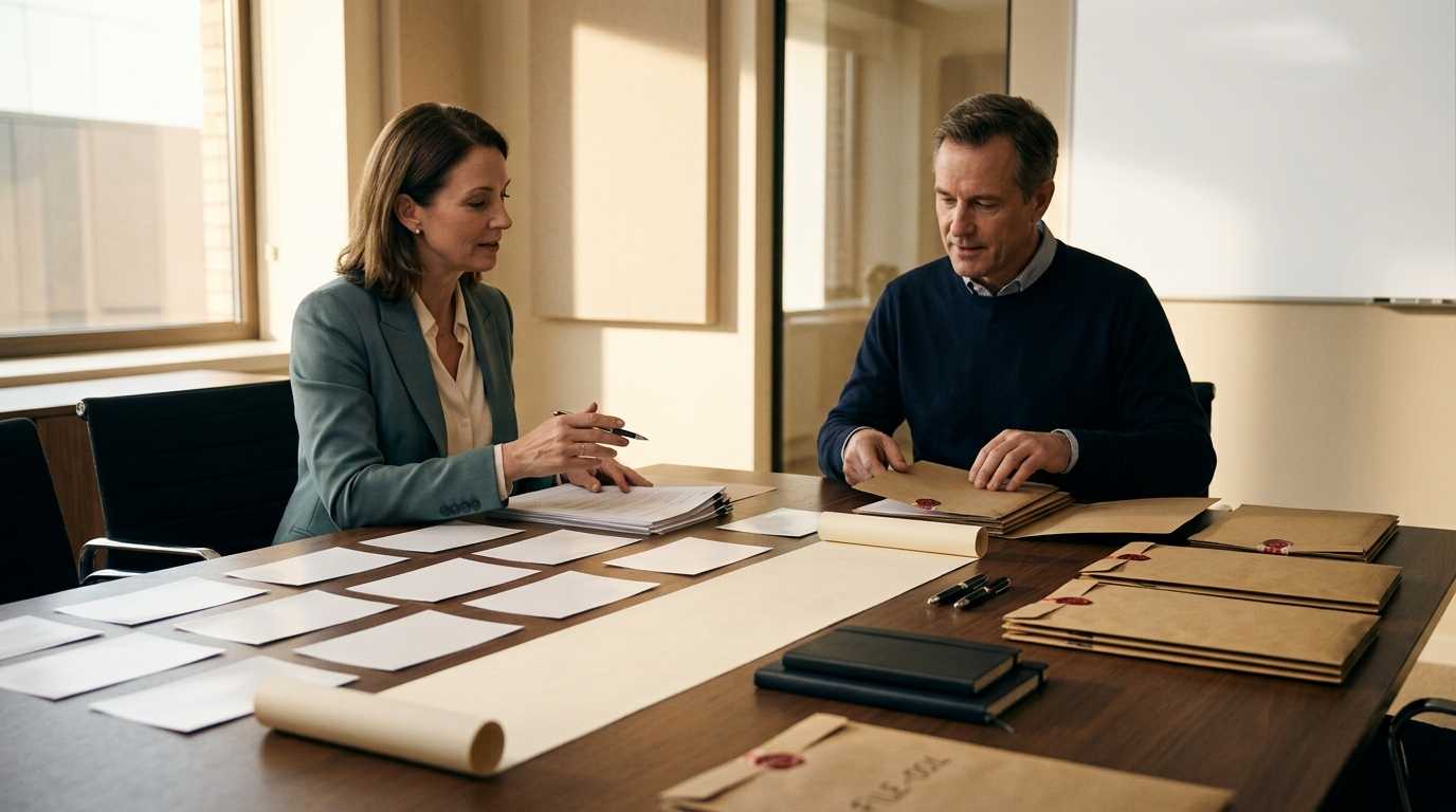 People reviewing evidence together at a table